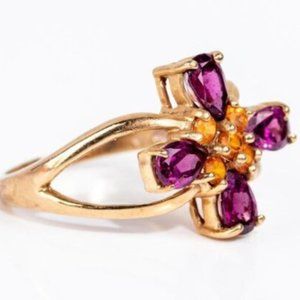 10k Yellow Gold Garnet & Citrine Ring 4.2 Grams Size 9.75